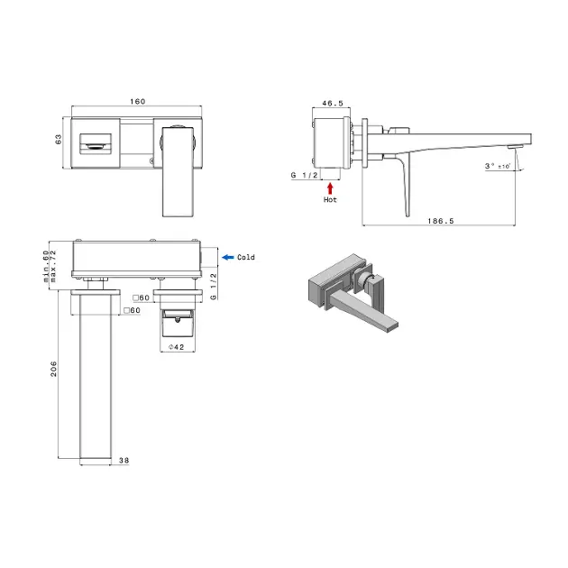 Sapho - Dimy - Mosdó csaptelep - DM018 – 2. kép