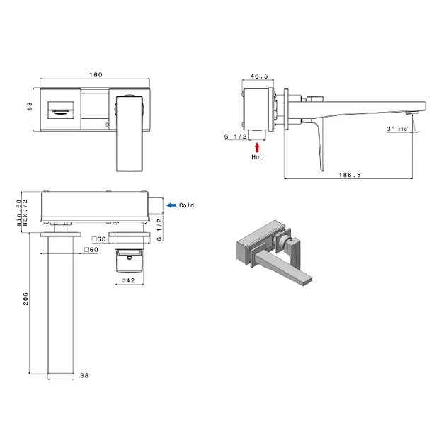 Sapho - Dimy - Mosdó csaptelep - DM018BL – 2. kép