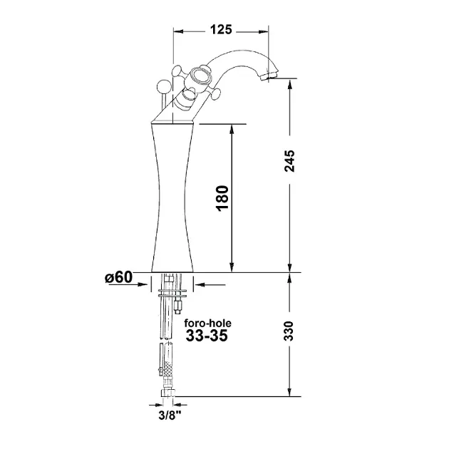 Sapho - Reitano Rubinetteria Antea - Mosdó csaptelep - 3172L – 2. kép
