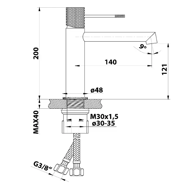 Sapho - Solaris - Mosdó csaptelep - WD002PG – 2. kép