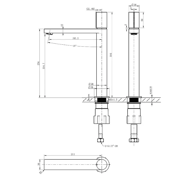 Sapho - Soliter - Mosdó csaptelep - ZT091 – 2. kép