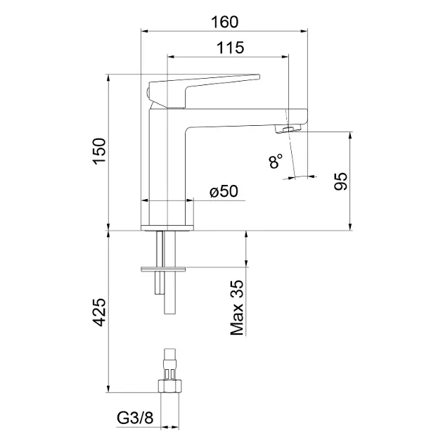 Sapho - Tursi - Mosdó csaptelep - TI002 – 2. kép