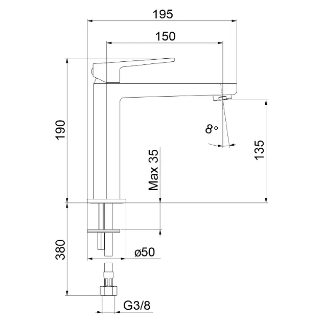 Sapho - Tursi - Mosdó csaptelep - TI004 – 2. kép