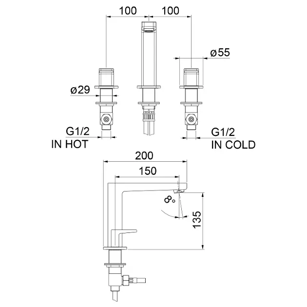 Sapho - Tursi - Mosdó csaptelep - TI017B – 2. kép