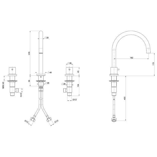 Sapho - Ultramix - Mosdó csaptelep - UT017B – 2. kép