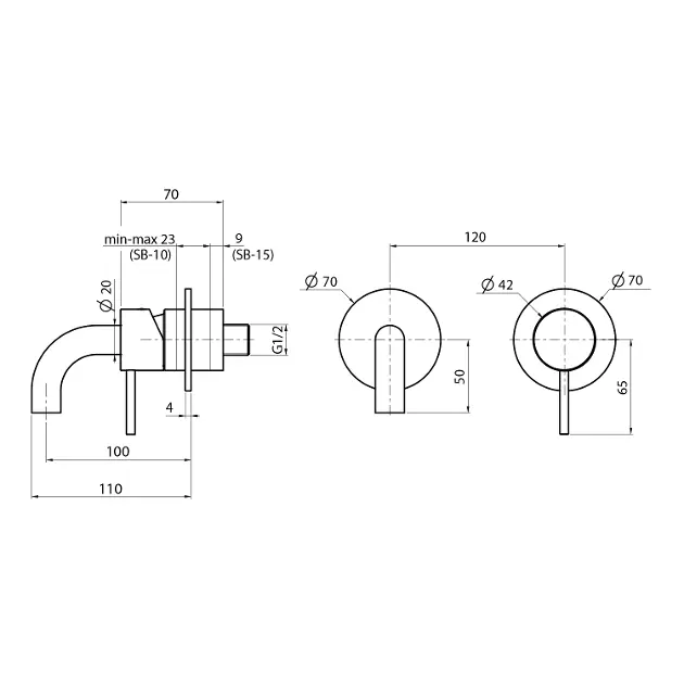 Sapho - Ultramix - Mosdó csaptelep - UT110 – 2. kép