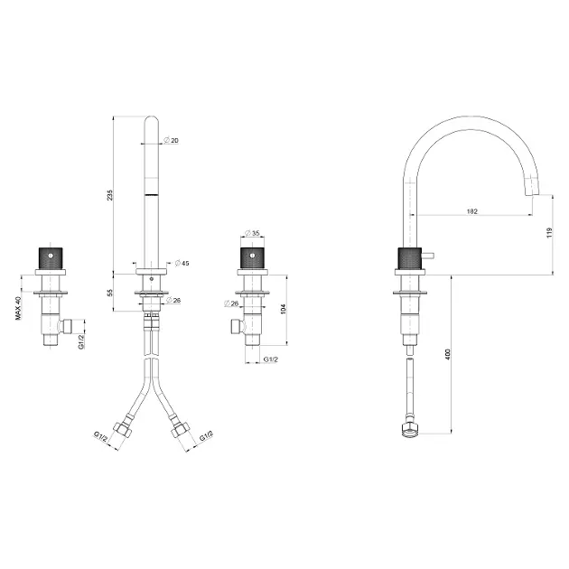 Sapho - Ultrasan - Mosdó csaptelep - UT017V – 2. kép