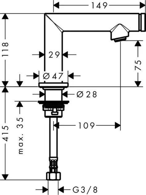 Axor - Uno - Oszlopos mosdócsaptelep - 45130820 – 2. kép
