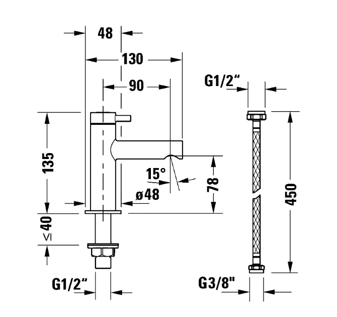 Duravit - Circle - Oszlopos mosdócsaptelep - CE1080002010 – 2. kép
