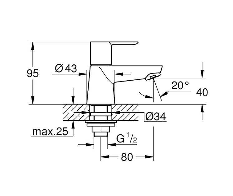 Grohe - BauEdge - Oszlopos mosdócsaptelep - 20421000 – 2. kép