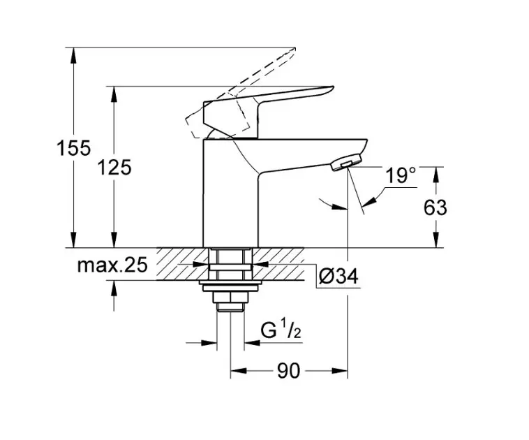 Grohe - BauEdge - Oszlopos mosdócsaptelep - 32861000 – 2. kép
