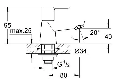 Grohe - BauLoop - Oszlopos mosdócsaptelep - 20422000 – 2. kép