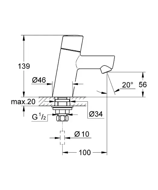 Grohe - Concetto - Oszlopos mosdócsaptelep - 32207001 – 2. kép