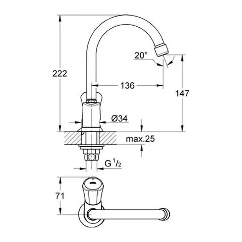 Grohe - Costa L - Oszlopos mosdócsaptelep - 20393001 – 2. kép