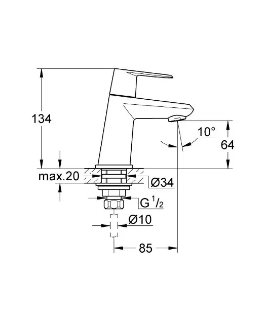 Grohe - Eurodisc Cosmopolitan - Oszlopos mosdócsaptelep - 23051002 – 2. kép