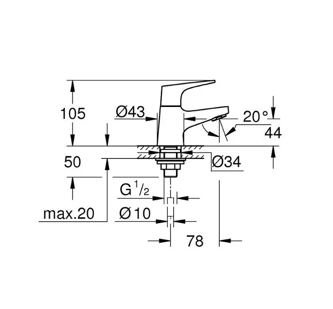Grohe - Start Flow - Oszlopos mosdócsaptelep - 20577000 – 2. kép
