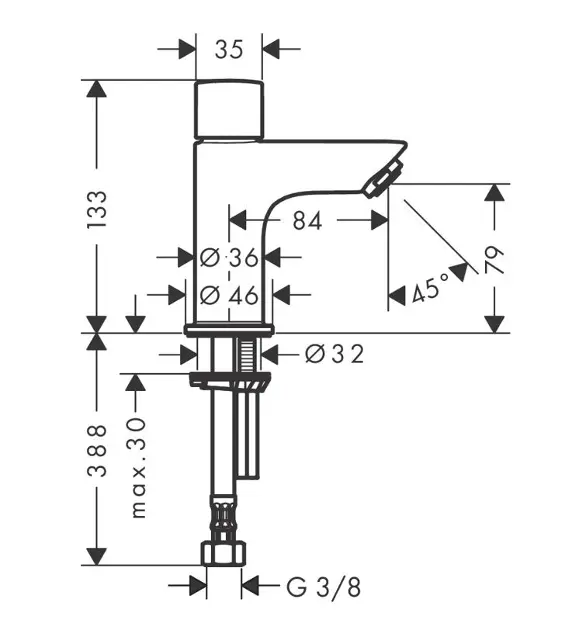 Hansgrohe - Logis - Oszlopos mosdócsaptelep - 71120670 – 2. kép