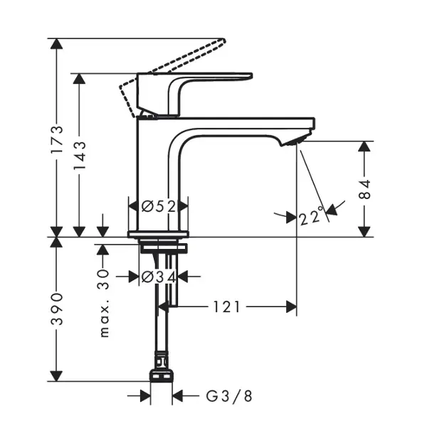 Hansgrohe - Rebris E - Oszlopos mosdócsaptelep - 72506670 – 2. kép
