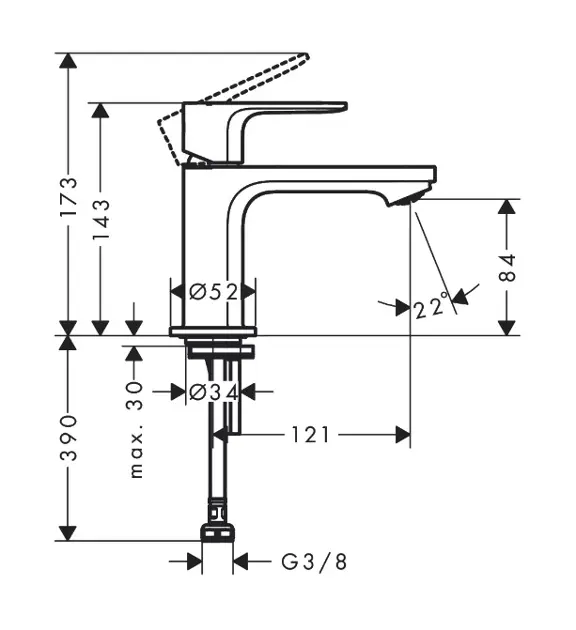 Hansgrohe - Rebris S - Oszlopos mosdócsaptelep - 72503670 – 2. kép