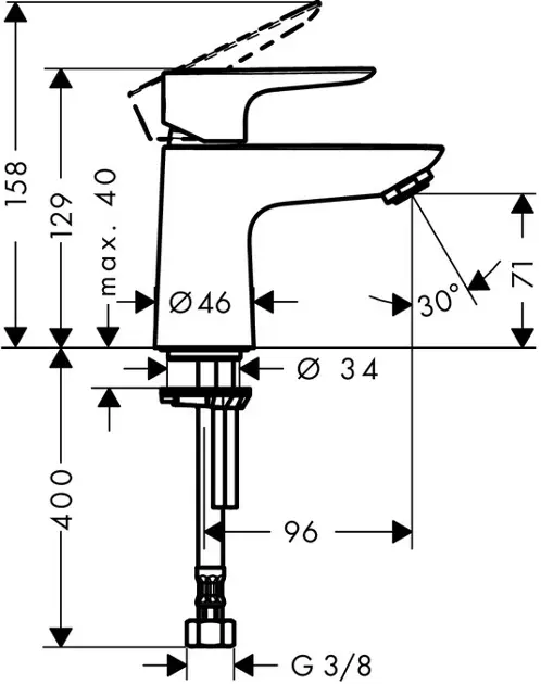Hansgrohe - Talis E - Oszlopos mosdócsaptelep - 71706000 – 2. kép