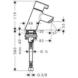 Hansgrohe - Talis S - Oszlopos mosdócsaptelep - 13132000 – 2. kép