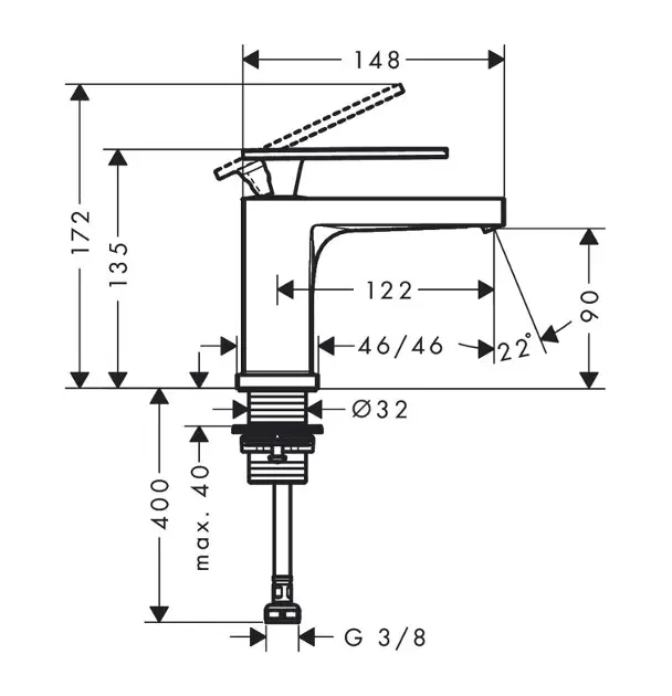 Hansgrohe - Tecturis E - Oszlopos mosdócsaptelep - 73013670 – 2. kép