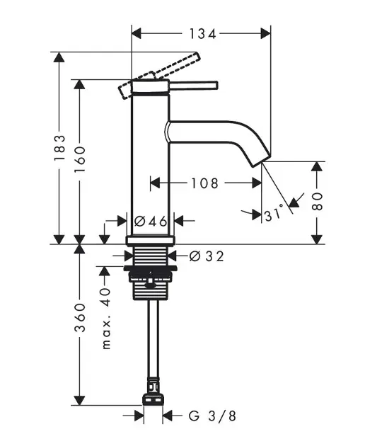 Hansgrohe - Tecturis S - Oszlopos mosdócsaptelep - 73313000 – 2. kép