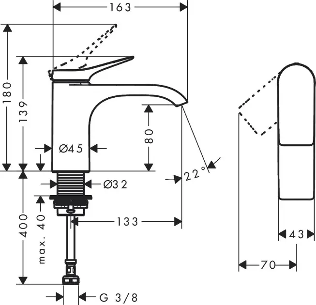 Hansgrohe - Vivenis - Oszlopos mosdócsaptelep - 75013140 – 2. kép