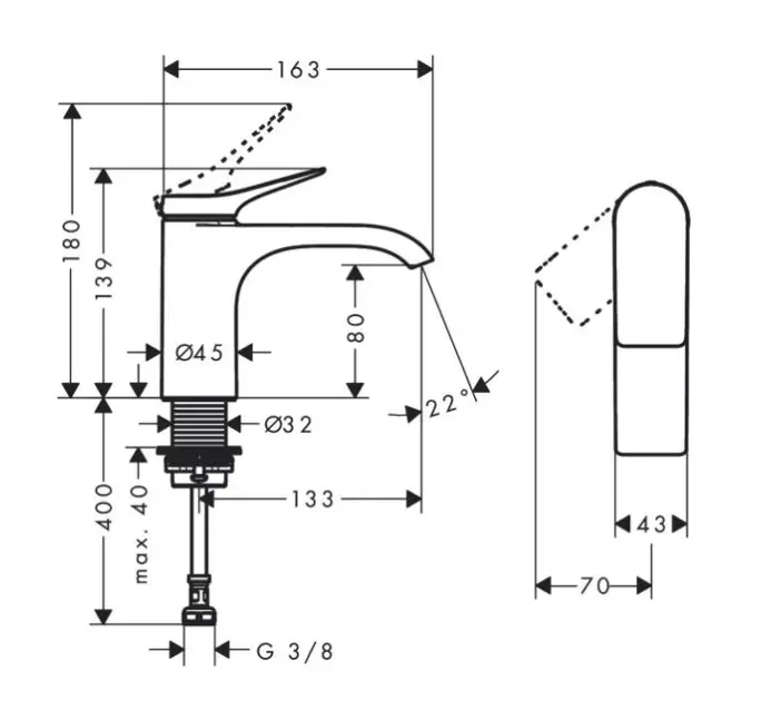 Hansgrohe - Vivenis - Oszlopos mosdócsaptelep - 75013670 – 2. kép