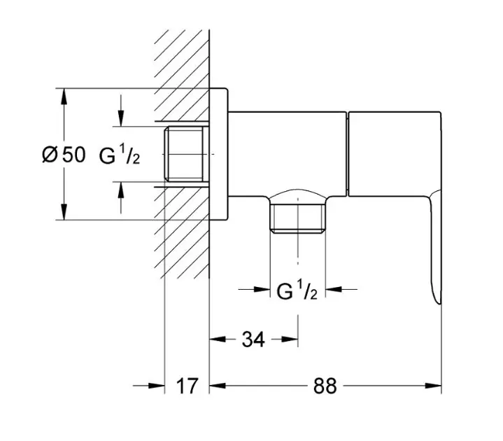 Grohe - BauEdge - Termosztátos váltó- és elzárószelep - 26021000 – 2. kép