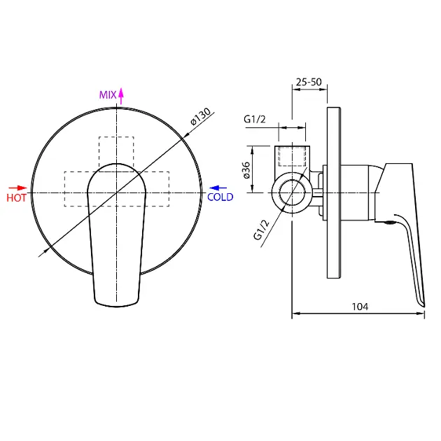 Aqualine - Lotta - Zuhany csaptelep - LT741B – 2. kép