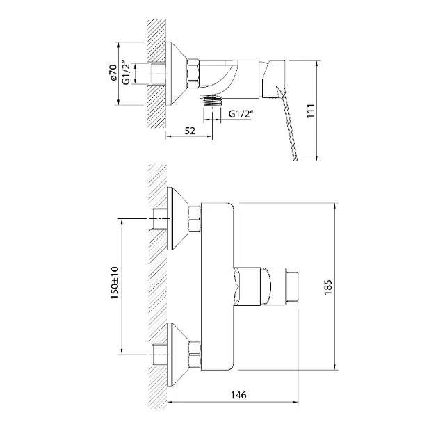 Aqualine - Sintra - Zuhany csaptelep - SX011 – 2. kép