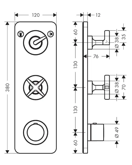 Axor - Citterio E - Zuhany csaptelep - 36703670 – 2. kép
