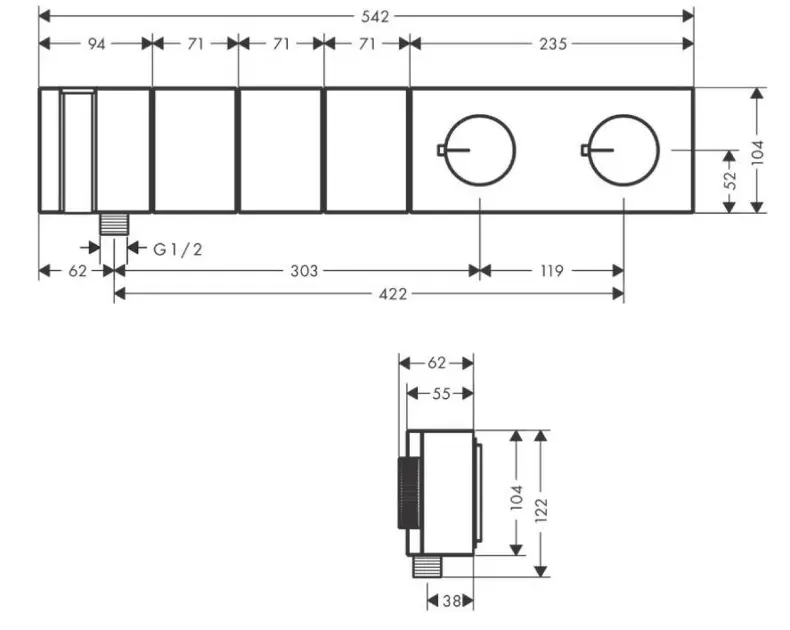 Axor - Edge - Zuhany csaptelep - 46711000 – 2. kép