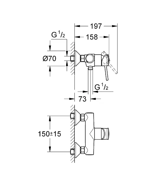 Grohe - BauClassic - Zuhany csaptelep - 32867000 – 2. kép