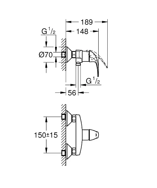 Grohe - BauCurve - Zuhany csaptelep - 23631000 – 2. kép
