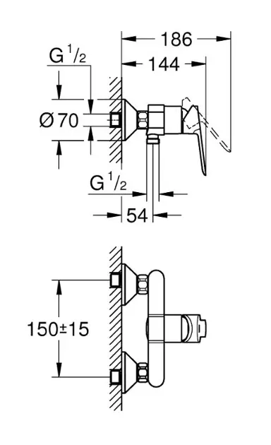 Grohe - BauEdge - Zuhany csaptelep - 23636000 – 2. kép