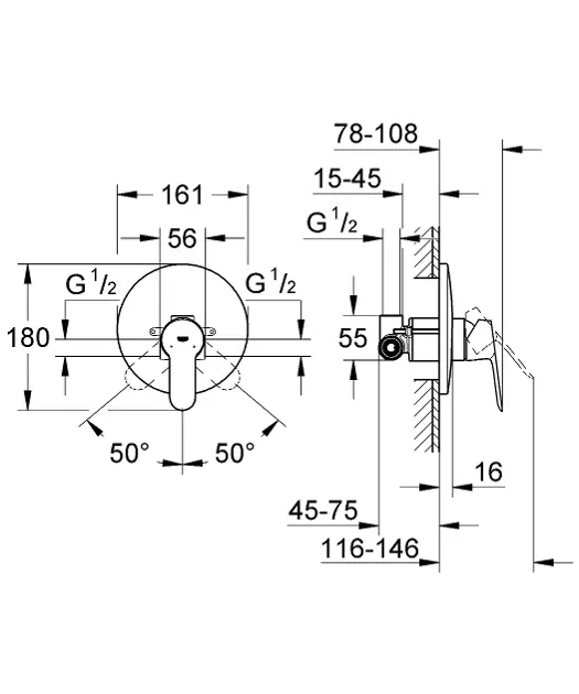 Grohe - BauEdge - Zuhany csaptelep - 29078000 – 2. kép