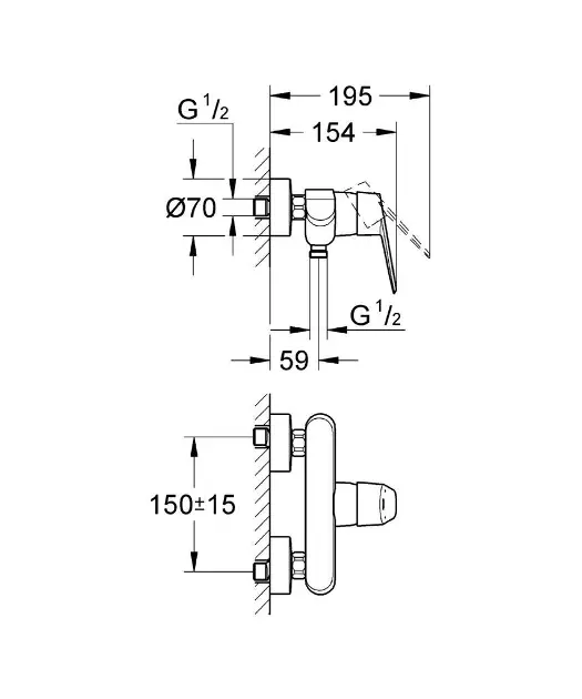 Grohe - Eurodisc Cosmopolitan - Zuhany csaptelep - 33569002 – 2. kép