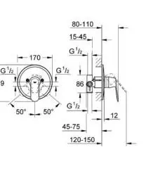 Grohe - Eurosmart Cosmopolitan - Zuhany csaptelep - 32880000 – 2. kép