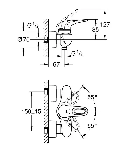 Grohe - Eurostyle - Zuhany csaptelep - 33590003 – 2. kép