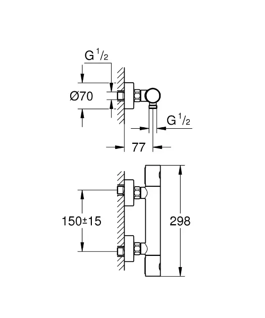 Grohe - Grohtherm 1000 Cosmopolitan - Zuhany csaptelep - 34065GN2 – 2. kép