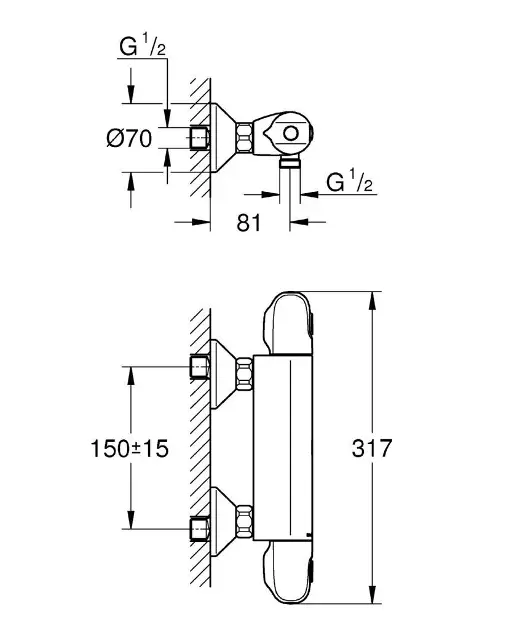 Grohe - Grohtherm 1000 - Zuhany csaptelep - 34550000 – 2. kép