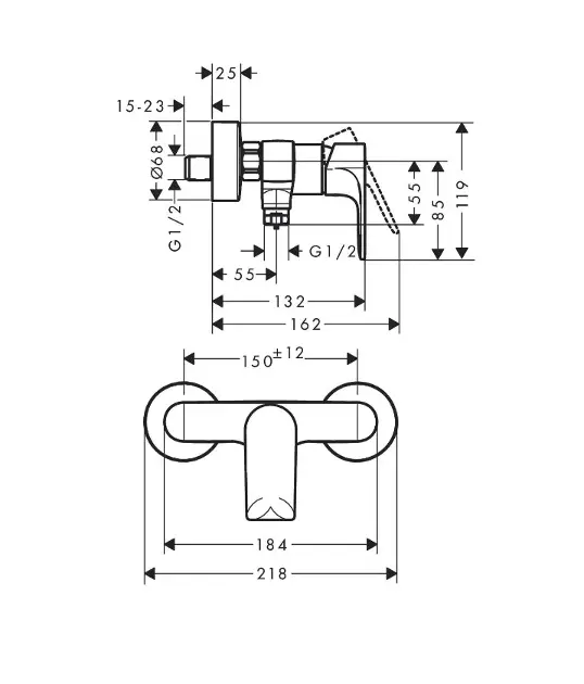 Hansgrohe - Rebris E - Zuhany csaptelep - 72650000 – 2. kép