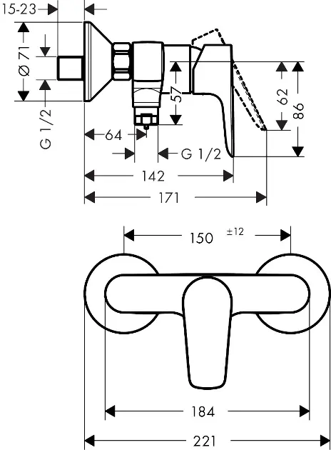 Hansgrohe - Talis E - Zuhany csaptelep - 71760990 – 2. kép