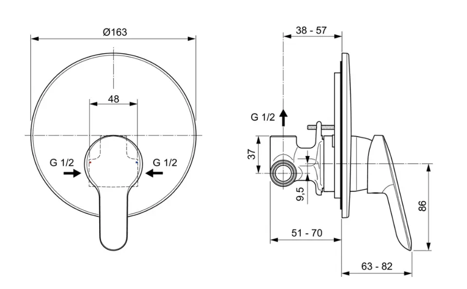 Ideal Standard - Alpha - Zuhany csaptelep - A7184AA – 2. kép