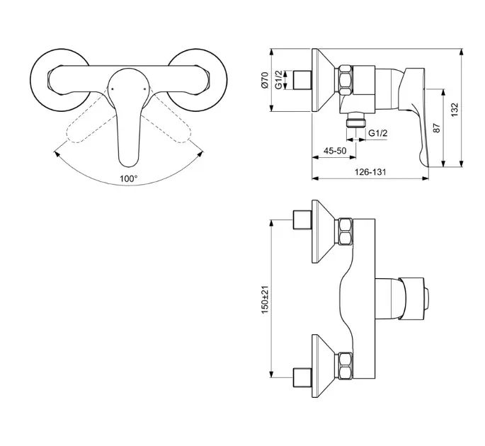 Ideal Standard - Alpha - Zuhany csaptelep - BC488AA – 2. kép