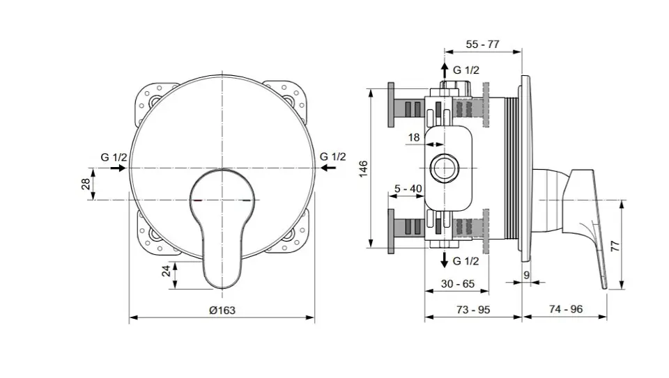 Ideal Standard - Cerabase - Zuhany csaptelep - A7394AA – 2. kép