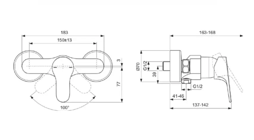 Ideal Standard - Cerabase - Zuhany csaptelep - BC842AA – 2. kép