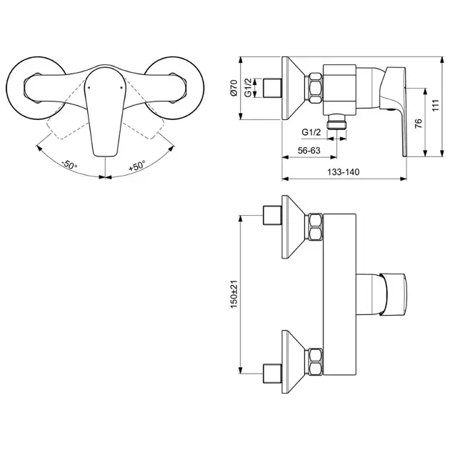 Ideal Standard - Cerafine D - Zuhany csaptelep - BC493AA – 2. kép